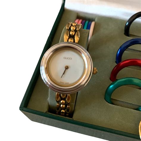 gucci watch changeable|Gucci vintage watch changeable bezel.